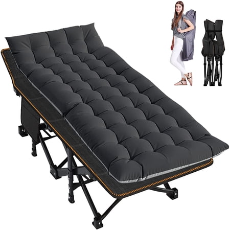 Lilypelle Folding Bed Cot with 3.3 Inch 2 Sided Mattress, 75"* 28" Folding Sleeping Cot Guest Bed, Folding Camping Cots with Carry Bag
