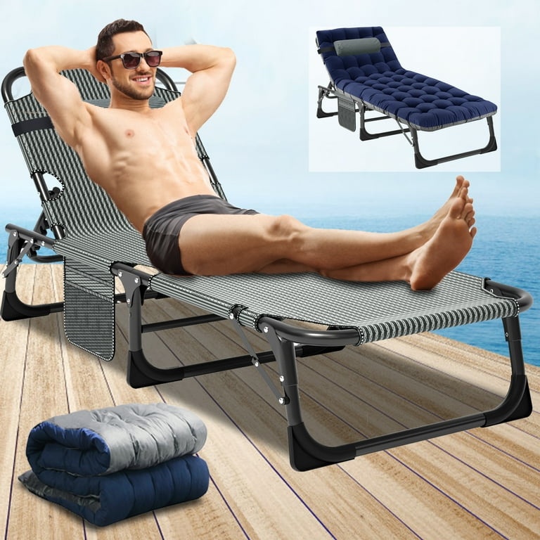 Lilypelle Folding Bed Outdoor Lounge Chairs Adjustable Lawn