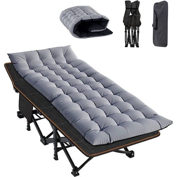 Lilypelle Folding Camping Cot, Double Layer Oxford Strong Heavy Duty Sleeping Cots with Carry Bag, Portable Travel Camp Cots for Home/Office Nap and Beach Vacation