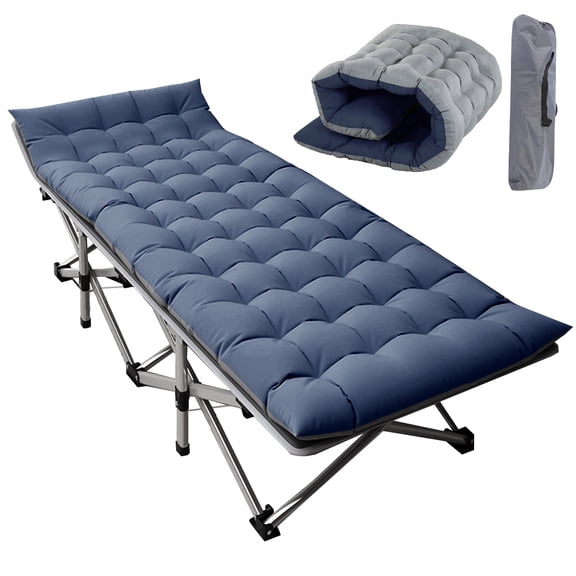 Lilypelle Folding Camping Cot, Double Layer Oxford Strong Heavy Duty Sleeping Cots with Carry Bag, Portable Travel Camp Cots for Home/Office Nap and Beach Vacation