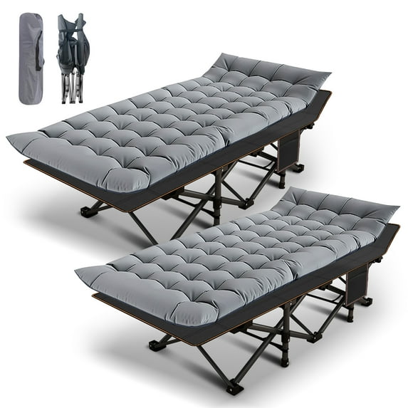 Lilypelle Folding Camping Cot for Adults, Portable Sleeping Cot, Folding Cot Rollaway Guest Bed with 3.3 Inch 2 Sided Mattress and Carry Bag