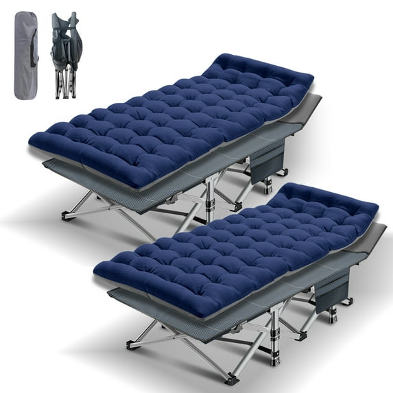 Lilypelle Folding Camping Cot for Adults, Portable Sleeping Cot, Folding Cot Rollaway Guest Bed with 3.3 inch 2 Sided Mattress and Carry Bag