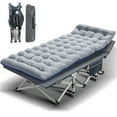 thumbnail image 1 of Lilypelle Folding Camping Cot for Adults, Portable Sleeping Cot, Folding Cot Rollaway Guest Bed with 3.3 inch 2 Sided Mattress and Carry Bag, 1 of 10