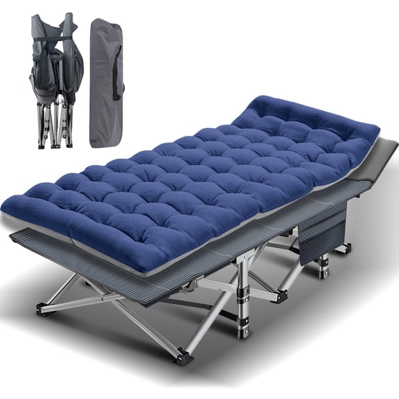Lilypelle Folding Camping Cot for Adults, Portable Sleeping Cot, Folding Cot Rollaway Guest Bed with 3.3 inch 2 Sided Mattress and Carry Bag
