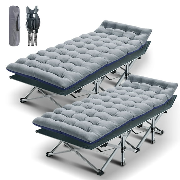 Lilypelle Folding Camping Cot for Adults, Portable Sleeping Cot, Folding Cot Rollaway Guest Bed with 3.3 inch 2 Sided Mattress and Carry Bag
