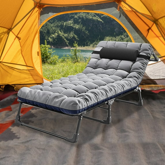 Lilypelle Folding Chaise Lounge Oversized Support 500lbs, Extra High 11inch Seat Sunbathing Recliner,Dark Grey&Black