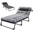 thumbnail image 1 of Lilypelle Folding Lounge Chair for Adults, Adjustable 4-fold Reclining Folding Chaise with Pillow, Outdoor Portable Sleeping Cots,Blue, 1 of 8