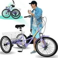 thumbnail image 1 of Lilypelle Folding Tricycle, 24" Three Wheel Bicycle for Adult, 7 Speed Adult Tricycle,Trike Cruiser With Big Basket for Exercise Shopping Picnic Outdoor Activitiess,Purple, 1 of 8