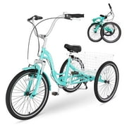 Lilypelle Folding Tricycle for Adult , 20/24/26in Wheel 7-Speed Unisex Three Wheel Cruiser Bike,Unisex