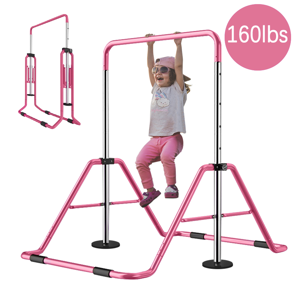 Kids Pink Gymnastics Horizontal Bar Set for Home Use - Sturdy Kip Bar for Junior Gymnasts ...