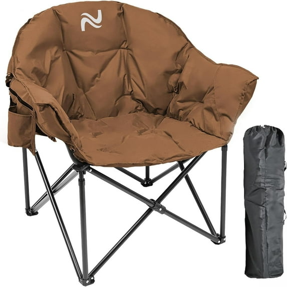 Lilypelle Oversized XL Camping Chair, Portable Full Padded Saucer Chair, Folding Camping Chair with Cup Holder & Carry Bag, Supports 500 lbs Heavy Duty Lawn Chairs for Camping, Patio, Picnics