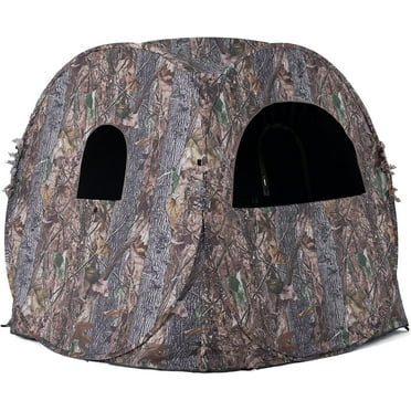 Lilypelle Hunting Blind, 1-2 Person Pop up Ground Blind, Portable Hunting Blind with Windows, Carrying Bag & Ground Stakes, Camouflage Hunting Tent, Camo Turkey Deer Blinds for Hunting
