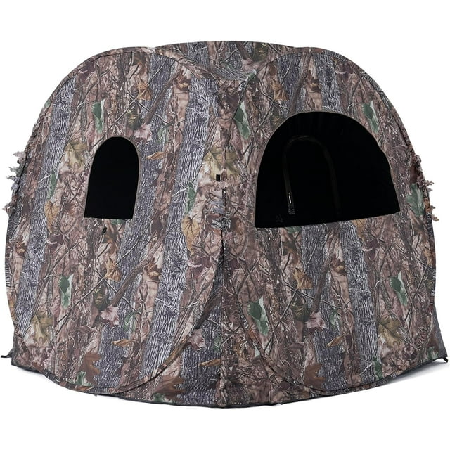 Lilypelle Hunting Blind, 1-2 Person Pop up Ground Blind, Portable Hunting Blind with Windows, Carrying Bag & Ground Stakes, Camouflage Hunting Tent, Camo Turkey Deer Blinds for Hunting
