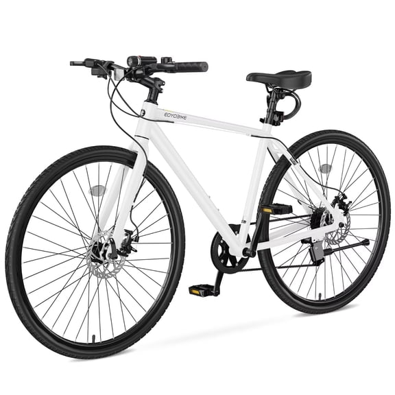 Lilypelle Hybrid Bike for Adults, 700C Lightweight Mens Bike w/ Aluminum Frame & Disc Brakes & LED Headlight, 8-Speed Vintage Retro Hybrid Bicycles for City Commuters, Adult Bike, Male Road Bike