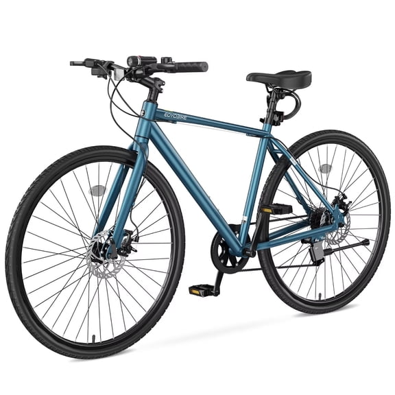 Lilypelle Hybrid Bike for Adults, 700C Lightweight Mens Bike w/ Aluminum Frame & Disc Brakes & LED Headlight, 8-Speed Vintage Retro Hybrid Bicycles for City Commuters, Adult Bike, Male Road Bike