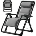 thumbnail image 1 of Lilypelle Ice Silk Zero Gravity Chair, Folding Portable Padded Reclining Lounge Chair with Headrest, Side Table, Supports up to 440lbs,Gray, 1 of 10