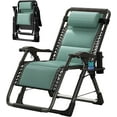 thumbnail image 1 of Lilypelle Ice Silk Zero Gravity Chair, Folding Portable Padded Reclining Lounge Chair with Headrest, Side Table, Supports up to 440lbs，Green, 1 of 14