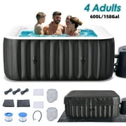 Lilypelle Inflatable Hot Tub, 57 X 57 X 25 Portable Blow Up Hot Tub Square for 2-4 Person Portable Outdoor Spa with 110 Bubble Jets and Built in Heater Pump, Filter