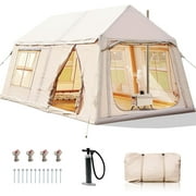Lilypelle Inflatable Tents for Camping, 2 Rooms Blow Up Tent with Hand Pump, Easy Setup Inflatable Hot Tent with Stove Jack, Waterproof Oxford Air Glamping Tents for 8-10 Person