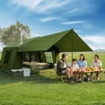 thumbnail image 1 of Lilypelle 4-6 Person Blow Up Inflatable Tent w/ Canopy,10.5ft x 8.2ft x 6.9ft Hot Tent w/ Stove Jack, Easy Setup Air Camping Tent w/ Hand Pump, Waterproof Inflatable House for Family Glamping，Green, 1 of 8
