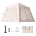 thumbnail image 1 of Lilypelle 4-6 Person Inflatable Camping Tent, 9.8ft x 9.8ft x 7.6ft Easy Setup Blow Up Tent with Hand Pump, PU3000mm Waterproof & Breathable 4 Season Glamping Tent for Outdoor Camping, 1 of 9