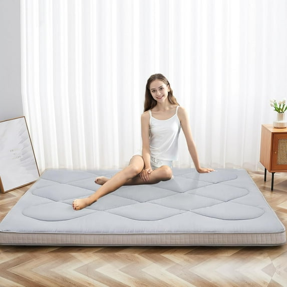 Lilypelle Japanese Floor Mattress Futon Mattress, Queen Size 60"x 80" Foldable Mattress, Roll Up Mattress Sleeping Tatami Mat Floor Lounger Guest Bed