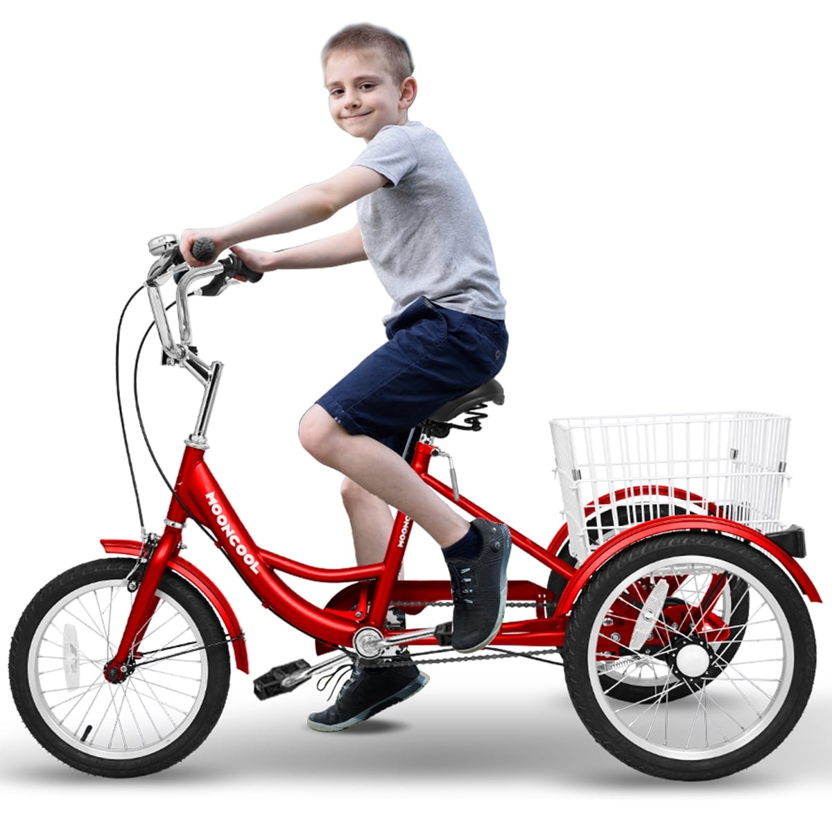 Lilypelle Kids Tricycle with 16" Wheels，1-Speed Trike for Adult Beginner Riders, 3 Wheels Bike with Basket for Exercise & Shopping & Picnic，Red