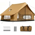 thumbnail image 1 of Lilypelle Lightweight Backpacking Camping Tent for 2-4 Person, 4 Season Windproof Tent with Stove Jack, 210T Ripstop Waterproof PU3000mm, All Weather Hiking Tent，Brown, 1 of 10