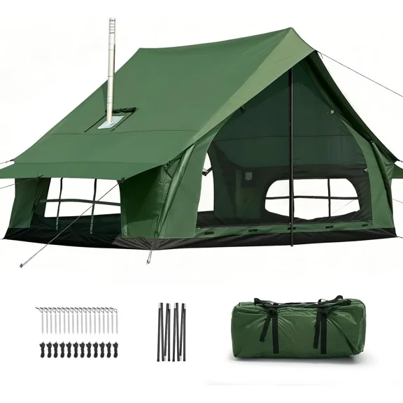 Lilypelle Lightweight Backpacking Camping Tent for 2-4 Person, 4 Season Windproof Tent with Stove Jack, 210T Ripstop Waterproof PU3000mm, All Weather Hiking Tent,Green