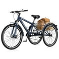 thumbnail image 1 of Lilypelle Mountain Tricycle for Adults, MTB 7 Speed Three Wheel Bike, 24/26/27.5 Inch Adults Trikes w/ Disc Brake & Cargo Basket for Women, Men, Seniors, 1 of 12