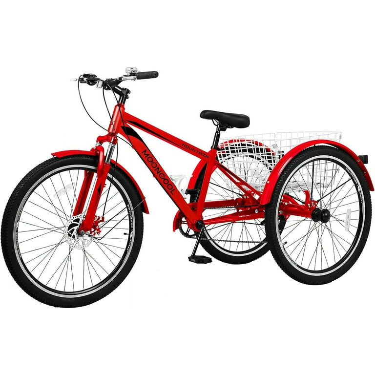 Lilypelle 7 Speed Mountain Tricycle for Seniors Adults Men Women with Disc Brake Red Walmart