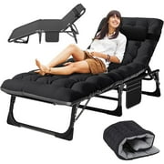 Lilypelle Outdoor Lounge Chair,Folding Bed Cot 6 Levels Adjustable Reclining Deck Chair,71 x 23.6 x 13 inch
