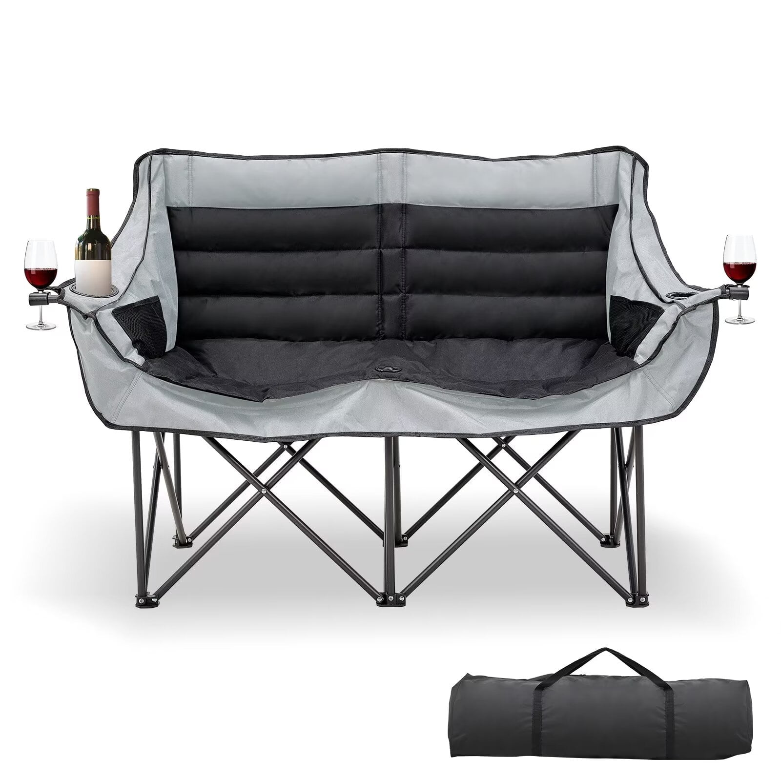 Lilypelle Oversized Double Camping Chair, Folding 2 Person Camping Chair Loveseat, Fold Up