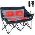 thumbnail image 1 of Lilypelle Oversized Heated Double Camping Chair, Folding 2 Person Camping Chair Loveseat, Fully Padded Duo Chair Camping Couch, Fold Up Double Camp Chair, Lawn Chairs, Camping Bench w/ Carrying Bag, 1 of 6
