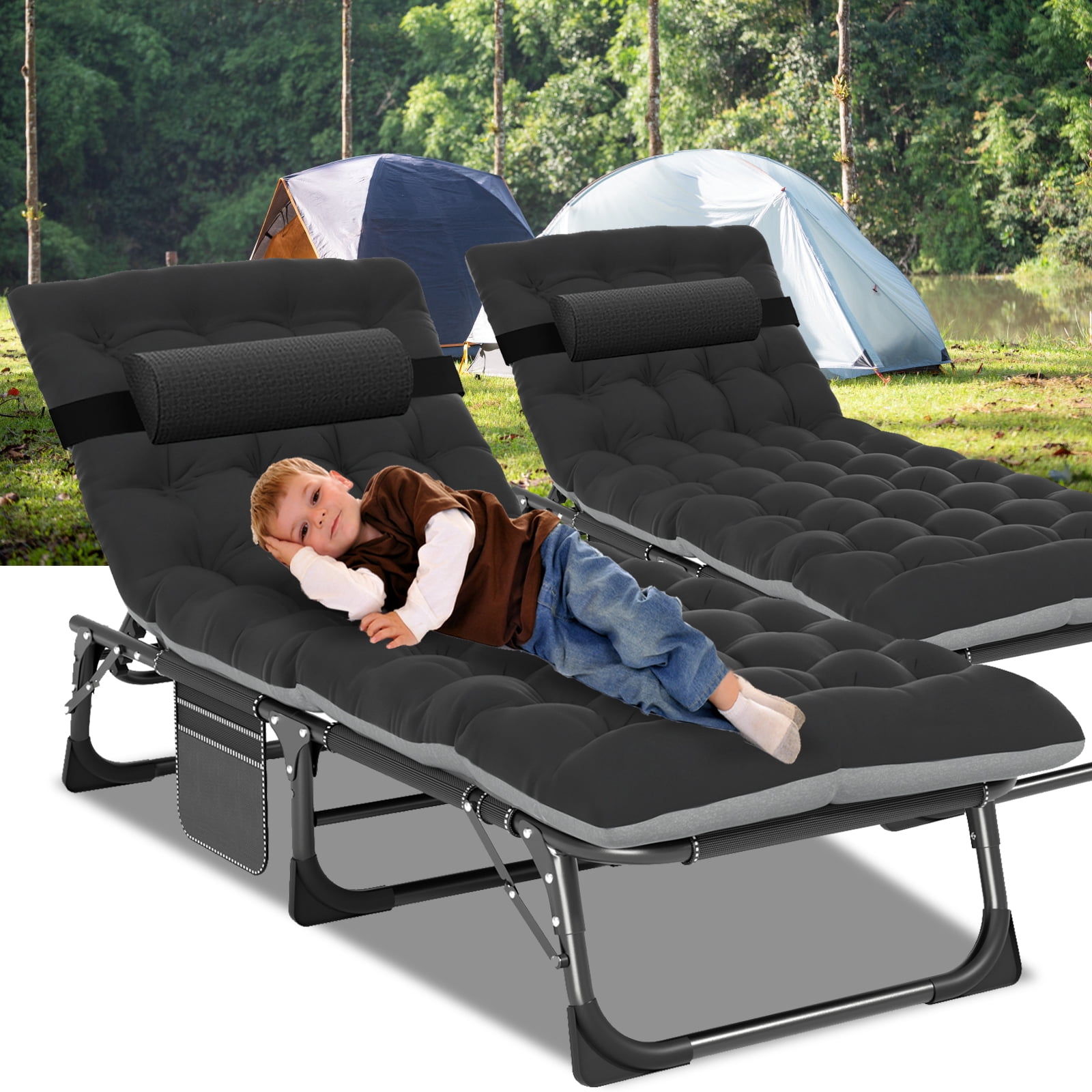 Lilypelle Portable Folding Camping Cot Bed, Adjustable 4-Position ...