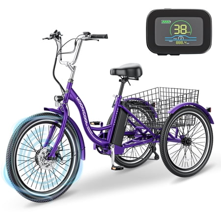 Lilypelle Purple 36V 26" Tricycle with LCD Screen and Rear Carrying Basket