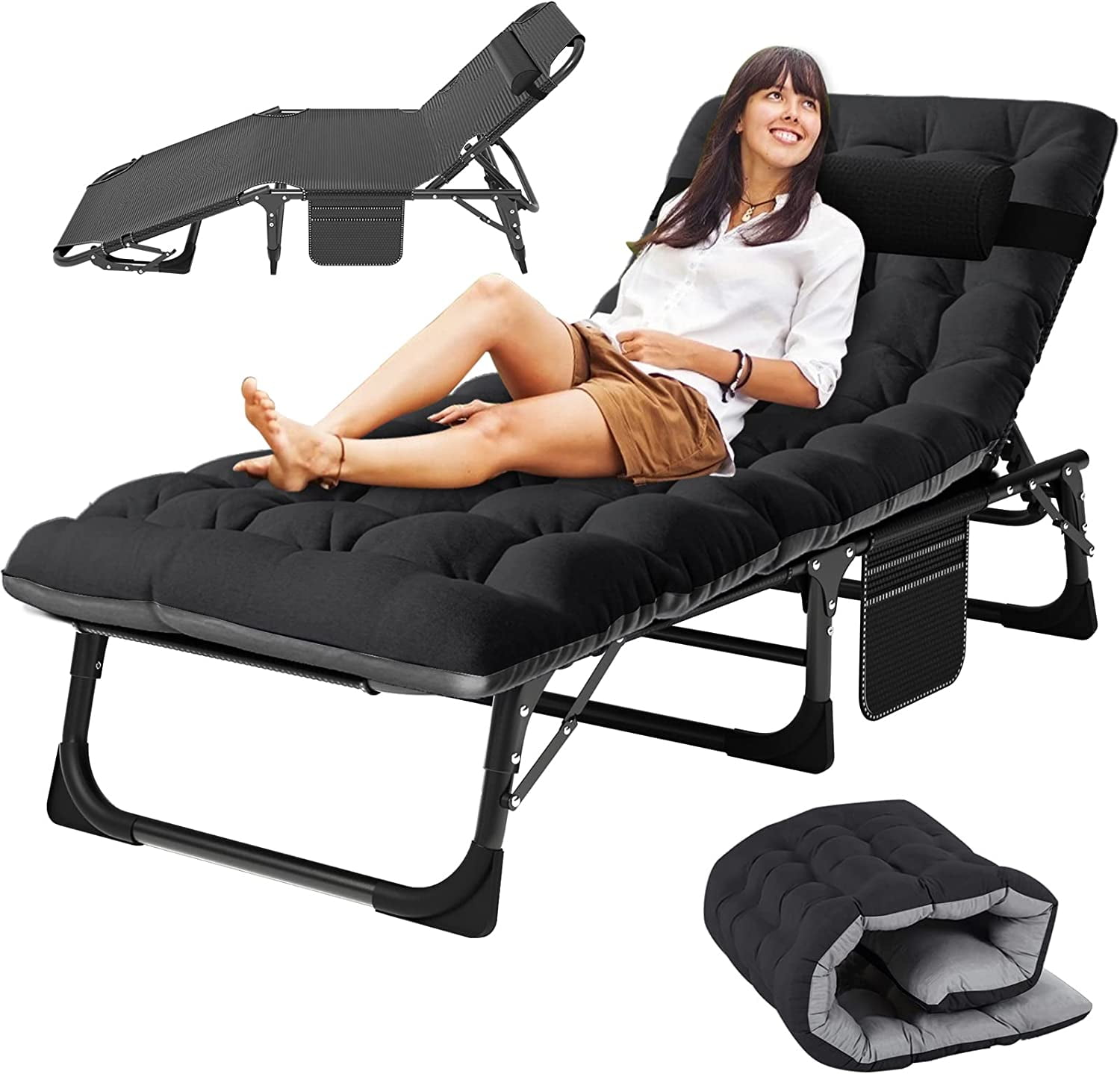 Lilypelle Portable 5position Foldable Lounger, Trifold Chaise for