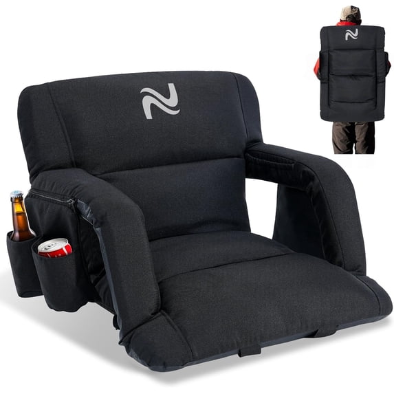 LILYPELLE Wide Stadium Seats with Back Support, Thick Bleacher Chairs with Comfy Cushion, 6 Reclining Positions Stadium Chair Bleacher Chairs with Armrests, Ultimate Comfort for Sports Events