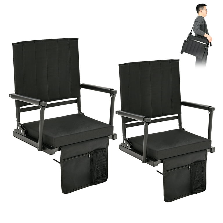 Regular & Wide Stadium Seat with 6 Reclining Positions Regular - 2 Pack in Black