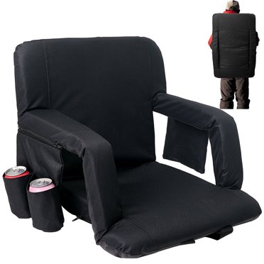 2-Pack Stadium Bleacher Seat Cushions - 24.5" Wide, 6 Reclining Positions, Portable
