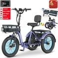 thumbnail image 1 of Lilypelle Electric Tricycle for Adults,Peak 1500W 48V Folding E-Mountain bike , 20" 6 Speed 3 Wheels Unisex Electric Bicycle with Front & Rear Basket, Removable 20AH Battery, LED light, 1 of 14