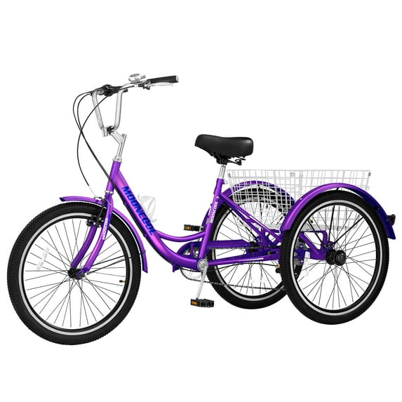 Lilypelle Tricycles for Adults with Basket,20" wheels 7 Speed Colorful Trike,Metallic Purple
