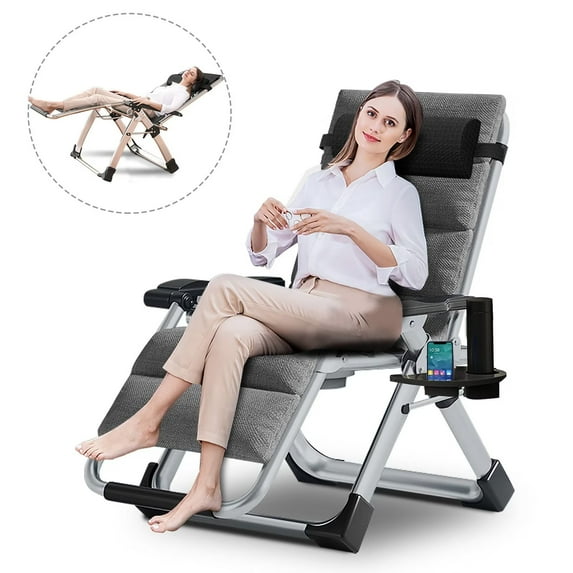 Lilypelle Zero Gravity Chair Fold Lounge Chairs Outdoor Lawn Chaise with Removeable Soft Cushion,Cup Holder,Headrest