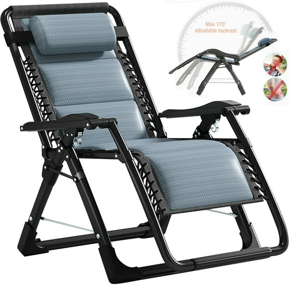 Lilypelle Zero Gravity Chair Folding Adult Camping Cot Bed with Mat Lounge Recliner Chairs with Tray,Pillow