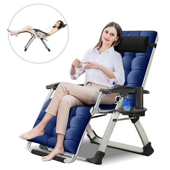 Lilypelle Zero Gravity Chair Folding Lounge Recliner Chairs with Cushion,Cup Holder,Pillow