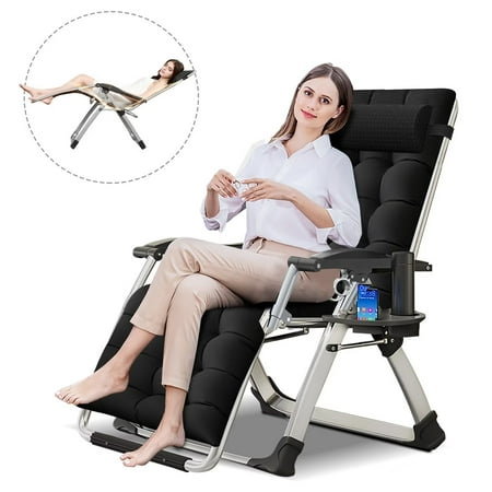 Lilypelle Zero Gravity Chair Folding Lounge Recliner Chairs with Cushion,Cup Holder,Pillow