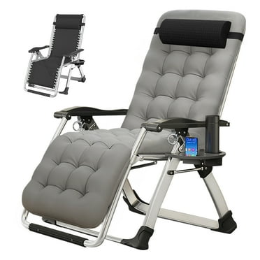 Lilypelle Zero Gravity Chair, Lawn Recliner, Reclining Patio Lounger Chair, Folding Portable Chaise with Removable Soft Cushion, Cup Holder, Headrest