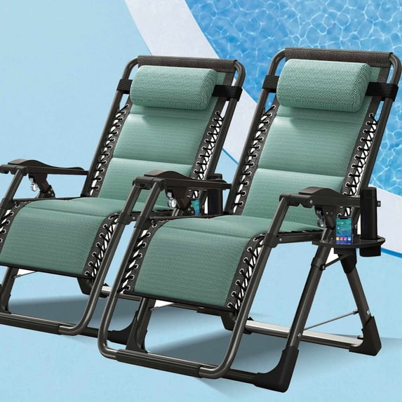 Lilypelle Zero Gravity Chair, Outdoor Padded Lounge Chair with Side Table, Zero Gravity Recliner Chair, Outdoor Reclining Chair, Supports up to 440lbs