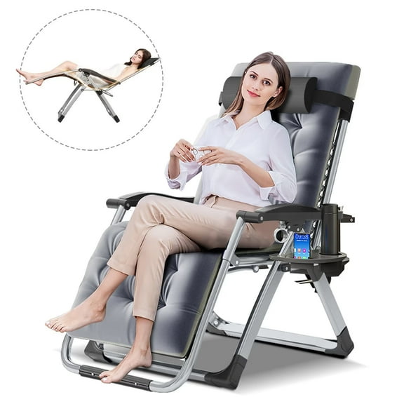 Lilypelle Zero Gravity Chair with Double Sided Pearl Mat Folding Lounge Recliner Chairs with Cushion,Cup Holder,Pillow