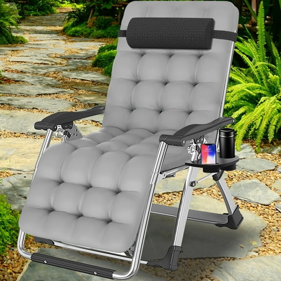 Lilypelle Zero Gravity Chair with Double Sided Pearl Mat Folding Lounge Recliner Chairs with Cushion,Cup Holder,Pillow